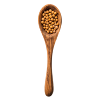 Wooden scoop filled with yellow soybeans isolated on a Transparent background, Soybean in wooden scoopisolated on background png