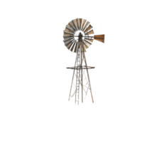 Rustic windmill stands tall against a clear desert sky with a hint of autumn foliage, Rustic Windmill Against a Desert Sky, Transparent background png
