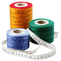 Colorful spools of thread and a tape measure arranged on a Transparent background for sewing projects, Spools Thread and Tape Measure, background png