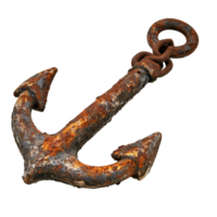 Rusty chain and abandoned anchor resting on a Transparent background highlighting historical maritime artifacts, Rusty chain an abandoned anchor, background png