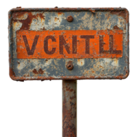 Rusted violation sign stands alone in an abandoned area sending a clear message of neglect and decay, rusted sign with the word violation on it, Transparent background png