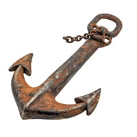 Rusty metal anchor with chain on Transparent background highlighting abandonment, Rusty chain an abandoned anchor, background png
