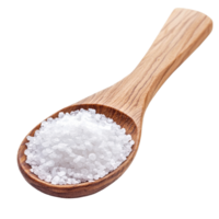 Wooden spoon filled with coarse salt isolated on Transparent background for culinary use, Salt in woodn spoon isolated on background png