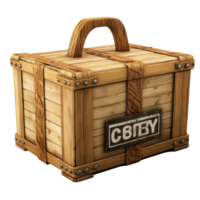 Wooden box with export label featuring rustic design and sturdy construction set against a Transparent background, wooden box with a sign that says export, background png