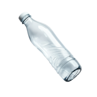 Squashed empty water bottle isolated on a clean Transparent background showcasing recyclability and waste management, Squashed Empty Water Bottle isolated on background png