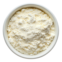 Whey protein powder in a bowl on a Transparent background for nutritional supplementation, whey protein in a bowlisolated on background png
