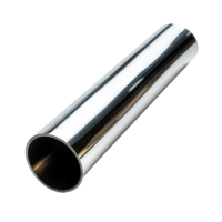 Shiny metal tube showcased with a sleek design for versatile applications in various industries, Shiny Metal Tube A Sleek Pipe in a Silver Casing, Transparent background png