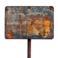 Vintage rusty metal sign on Transparent background, perfect for retro decor or artistic design projects, Rusty vintage empty metal sign isolated on png