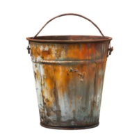 Rusty bucket evoking feelings of nostalgia and simplicity in everyday life, Rusty Bucket - A Symbol Nostalgia and Simplicity, Transparent background png