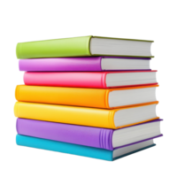 Colorful stack of books in bright hues isolated on Transparent background showcasing various sizes and textures, Stack colorful books of varying sizes isolated on White background png