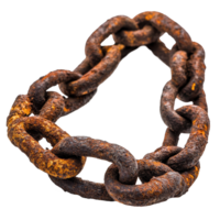 Rusty chain isolated on Transparent background showcasing texture and worn appearance, rusty chain isolated on white png