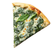 Spinach pizza slice served on a Transparent background highlighting fresh ingredients and delicious toppings, Spinach Pizza Slice isolated on png