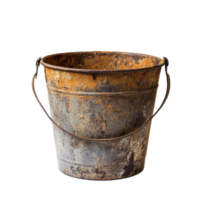 Rusty bucket captures the essence of nostalgia and simplicity in everyday life, Rusty Bucket - A Symbol Nostalgia and Simplicity, Transparent background png