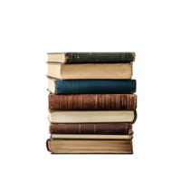 Stack of vintage books on a wooden table with a Transparent background creating a cozy reading atmosphere, stack books sitting on a wooden table, background png