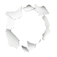 Wall torn open revealing a circular hole against a Transparent background displaying raw textures, Wall Torn Open, Revealing Hole.. png