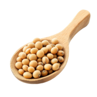 Soybeans in wooden spoon on Transparent background highlighting healthy food options and culinary uses, Soybeans in wood spoon isolated on background png
