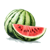 Fresh watermelon cut in half with vibrant red pulp on a Transparent background, water melon isolated on background png