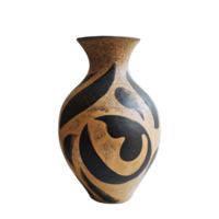Vase showcasing unique brown and black design set against a Transparent background in an artistic display, vase with a brown and black design on it, background png