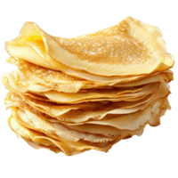 Stack of thin crepes isolated on a Transparent background ready for delicious toppings or fillings, Stack thin crepes isolated on png