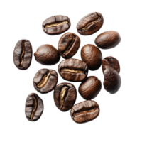 Soft roasted coffee beans isolated on a Transparent background showcasing their rich color and texture, soft roasted coffee beans isolated on background png