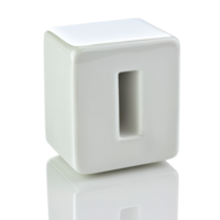 White block letter O isolated on a Transparent background suitable for creative and educational uses, White block computer letter isolated on background with reflection, background png