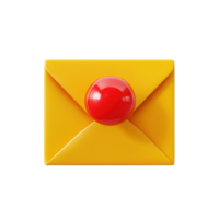 Colorful yellow envelope with red bubble on a Transparent background for creative messaging, background a yellow envelope with a red bubble icon,isolated on background png