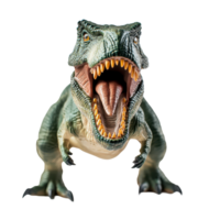 Toy dinosaur roaring and displaying fierce features on a plain Transparent background, Toy Dinosaur Roaring On a png