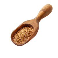 Wheat germ in wooden scoop on Transparent background showcasing natural health benefits and nutritional value, Wheat germ in wood scoopisolated on background png