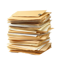 Stack of envelopes and files on a plain Transparent background showcasing organized documents for office use, Stack Envelopes , Files , Documents, background png