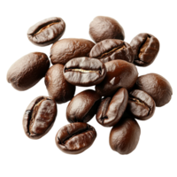 Soft roasted coffee beans on a Transparent background suitable for various culinary uses, soft roasted coffee beans isolated on background png