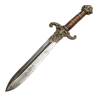 Ornate vintage sword showcasing intricate design and craftsmanship from ancient weaponry, Vintage Sword with Ornate Design Antique Weaponry for Collectors, Transparent background png