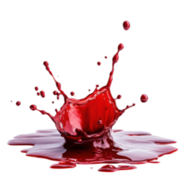 Splash of red liquid creating dynamic droplets against a clean Transparent background, Splash blood on png