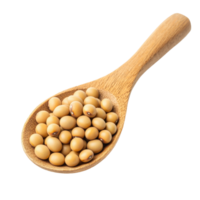 Soybeans in wooden spoon on Transparent background showcasing healthy ingredient for cooking, Soybeans in wood spoon isolated on background png