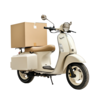 Scooter with delivery box ready for urban transport on a Transparent background, background a scooter with a delivery box,isolated on background png