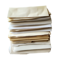 Stack of assorted envelopes arranged neatly on a flat surface with varying colors and textures, Stack Envelopes png