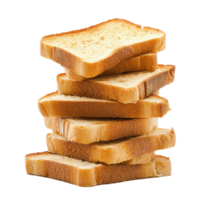 Stacked slices of toast bread arranged on a clean Transparent background for culinary presentation, Stack toast bread isolated on png