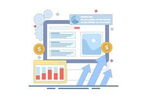 PPC Campaign Concept increase website traffic. PPC Ads for website promotion. Search engine marketing. generate more revenue with high click-through rate. Background illustration with icons. vector