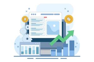 PPC Campaign Concept increase website traffic. PPC Ads for website promotion. Search engine marketing. generate more revenue with high click through rate. Background flat design illustration. vector