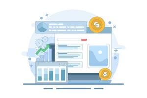 PPC Campaign Concepts increase website traffic. PPC Ads for website promotion. Search engine marketing. generate more revenue with high click-through rate. Design illustration. vector