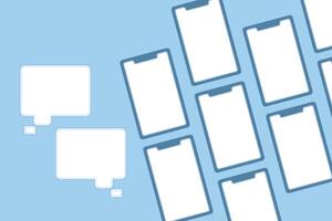 background of some smart phones with phone screen with two chat icons on the side. flat illustration for background. vector