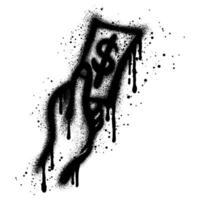 image of hand holding money drawn in graffiti style. vector
