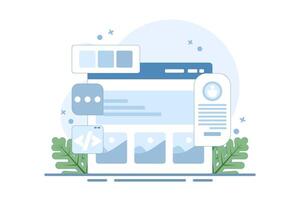 Website development company concept, Application development, Website maintenance, Coding and programming, Software testing. Flat design illustration background. vector