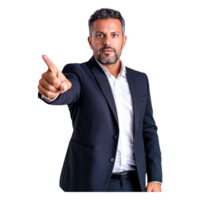 Confident Businessman Gesture Indicates Stop or Caution in Suit png