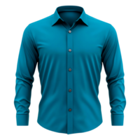 Elegant Blue Shirt with Long Sleeve in Solid Color and Button Front png