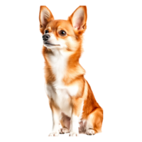 Adorable Small Dog Sitting Proudly with Fluffy Coat and Ears png