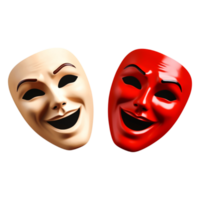 Joyful and Dramatic Theater Masks Representing Emotions in Art png