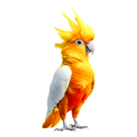 Vibrant Yellow Cockatoo with Feathered Crest Displaying Unique Charm png
