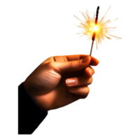 Hand Holding Sparkler Against Black Background in Celebration Moment png