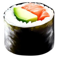 Fresh Sushi Roll with Salmon, Avocado and Rice on png