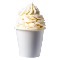 Creamy Soft Serve Ice Cream in a White Paper Cup with Swirls png